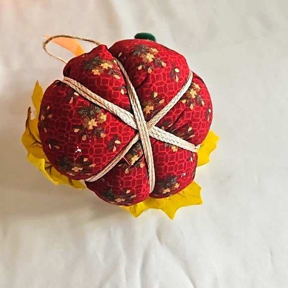 Hand Crafted Harvest Fabric Pumpkins 3Set Orange Farmhouse Handmade Autum Decor - Picture 13 of 17